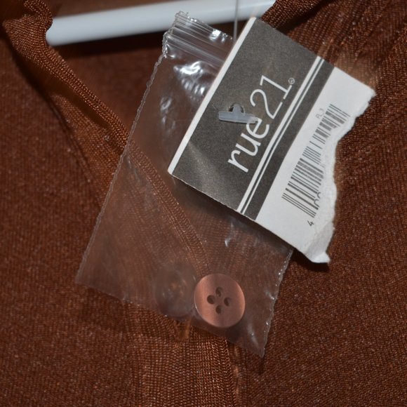 Rue 21 Brown Gathered Short sleeve Shirt Ruched Dress size - Picture 13 of 16